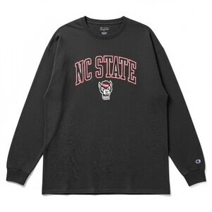Champion NC State Wolfpack Long Sleeve T-Shirt Mens 2XL Charcoal Gray Mascot Tee